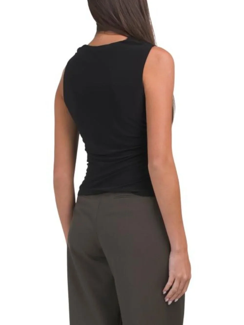 TAMARA H IVORY Sleeveless Drape Top With Hardware